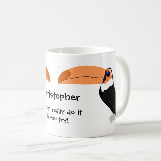 Toucan Design Personalised Coffee Mug (Front Right)