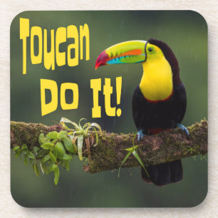 Toucan Do It! Colorful Bird Motivational Funny Pun Beverage Coaster