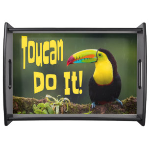 Toucan Do It! Colorful Bird Motivational Funny Pun Serving Tray