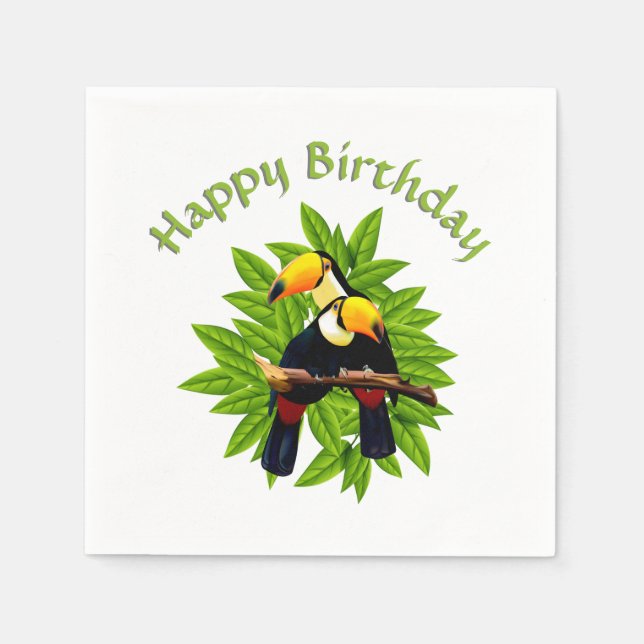 Toucan Duo Birthday Napkins (Front)