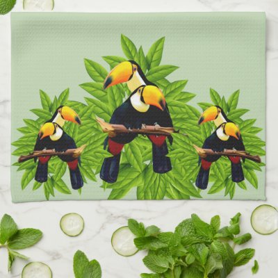 Toucan Duo Green Kitchen Towel