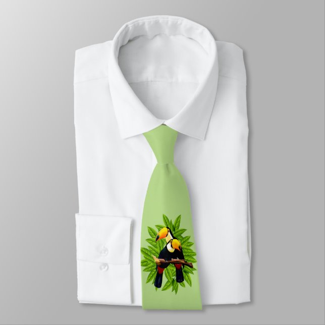 Toucan Duo Green Neck Tie (Tied)