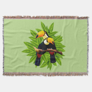 Toucan Duo Green Throw Blanket