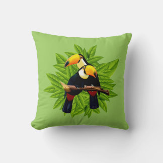 Toucan Duo Green Throw Pillow