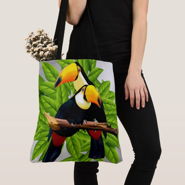 Toucan Duo Silver Tote Bag (Close Up)