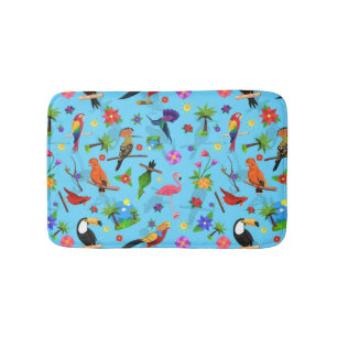 Toucan Flamingo And Arara Seamless Birds Pattern Bath Mat