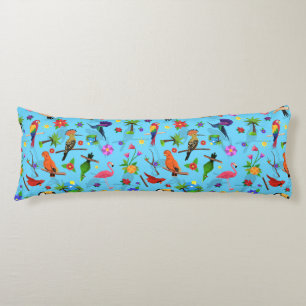 Toucan Flamingo And Arara Seamless Birds Pattern Body Pillow