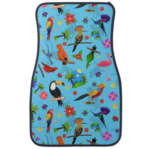 Toucan Flamingo And Arara Seamless Birds Pattern Car Floor Mat