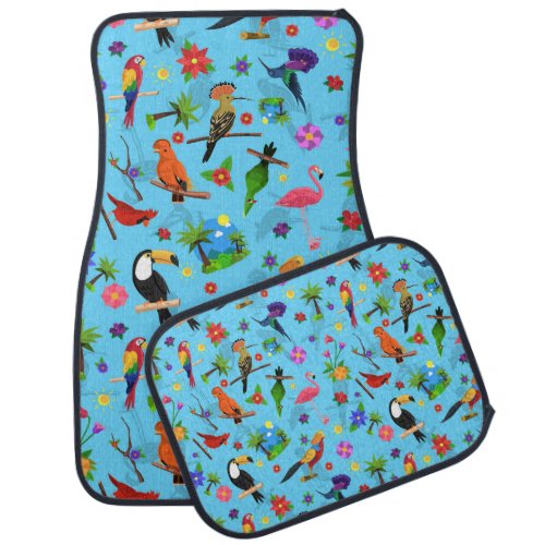 Toucan Flamingo And Arara Seamless Birds Pattern Car Floor Mat