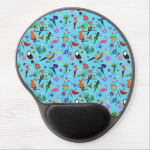 Toucan Flamingo And Arara Seamless Birds Pattern Gel Mouse Pad