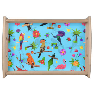 Toucan Flamingo And Arara Seamless Birds Pattern Serving Tray