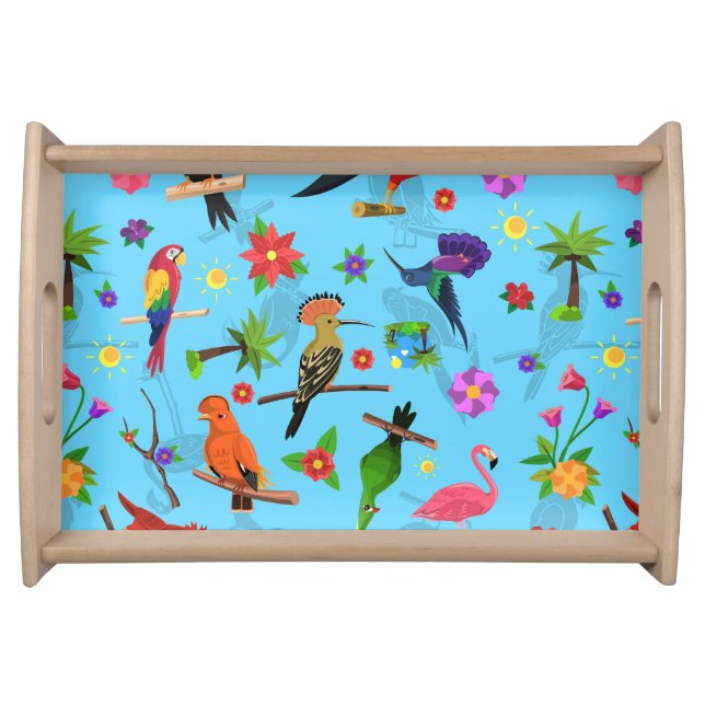 Toucan Flamingo And Arara Seamless Birds Pattern Serving Tray (Front)