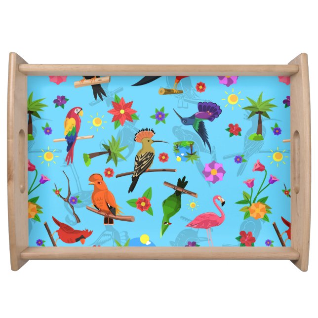 Toucan Flamingo And Arara Seamless Birds Pattern Serving Tray (Front)