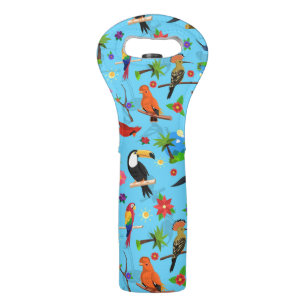 Toucan Flamingo And Arara Seamless Birds Pattern Wine Bag