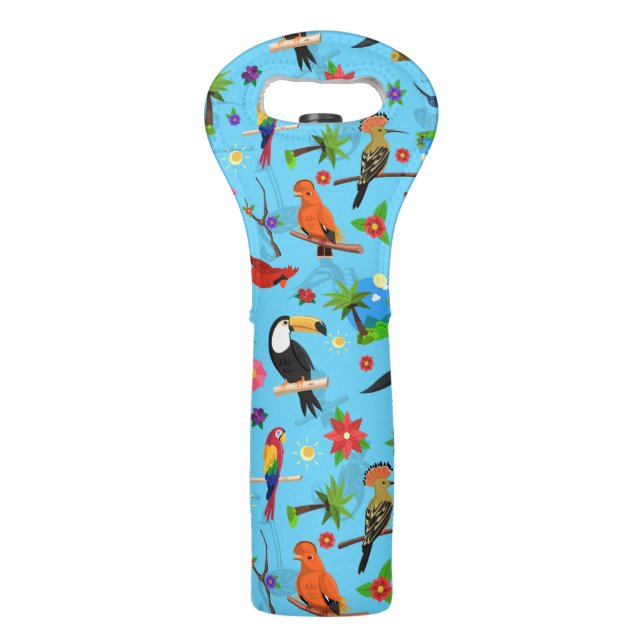 Toucan Flamingo And Arara Seamless Birds Pattern Wine Bag (Front)