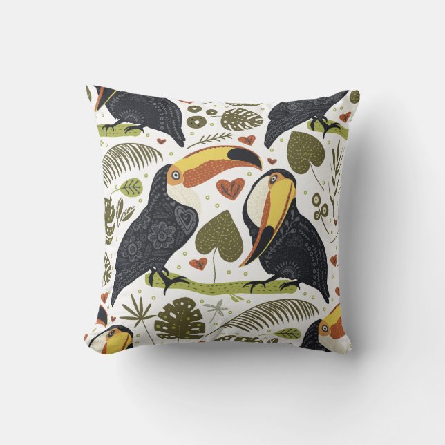 Toucan Friends Throw Pillow (Front)