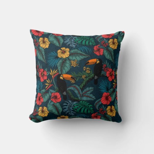 Toucan garden 2 throw pillow