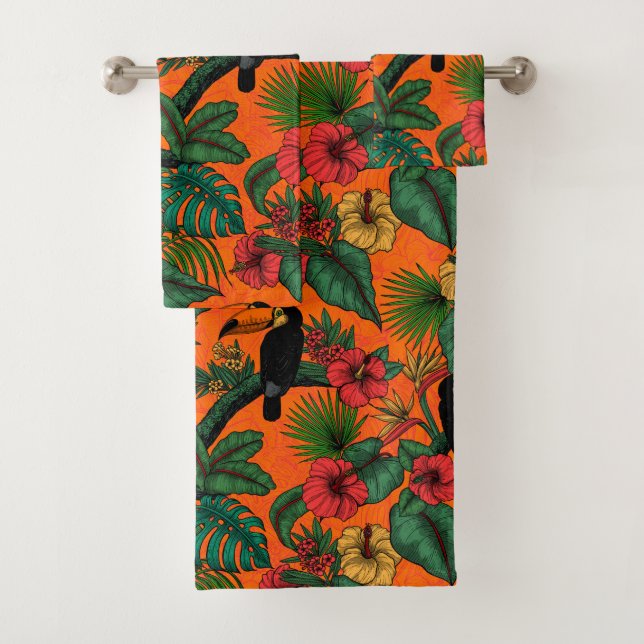 Toucan garden bath towel set (Insitu)