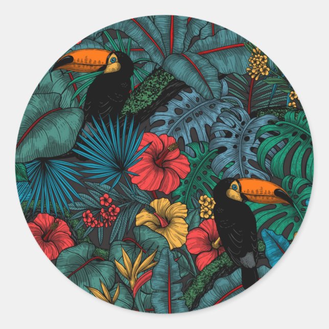 Toucan garden classic round sticker (Front)