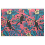 Toucan garden in red and blue fabric
