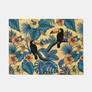 Toucan garden in yellow and blue doormat