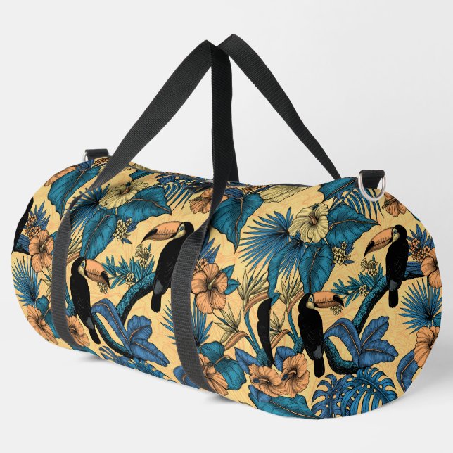 Toucan garden in yellow and blue duffle bag (Left Corner)
