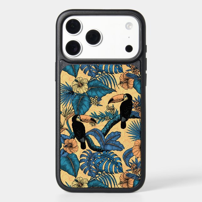 Toucan garden in yellow and blue otterbox iPhone case (Back)