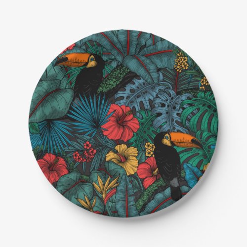 Toucan garden paper plates