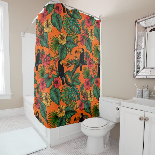 Toucan garden shower curtain (In Situ)