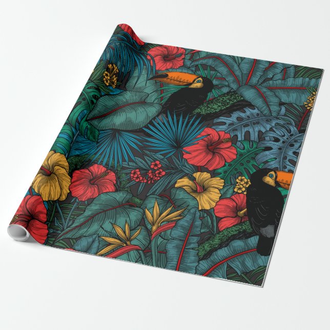 Toucan garden wrapping paper (Unrolled)