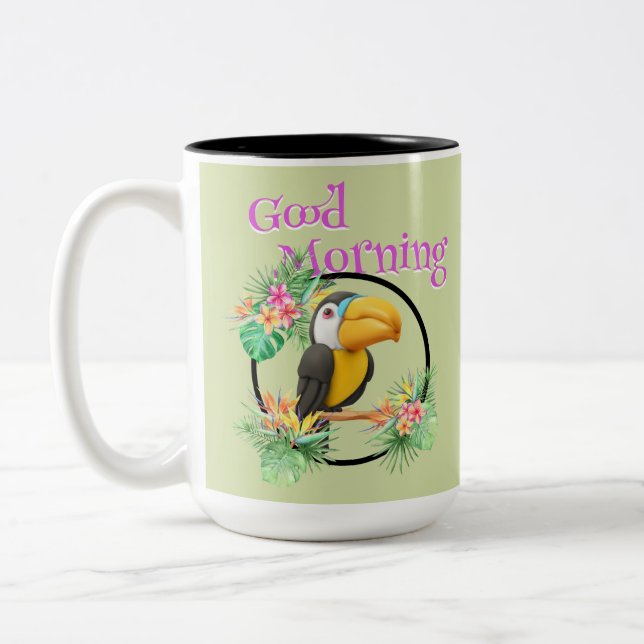 Toucan Good Morning Two-Tone Coffee Mug (Left)