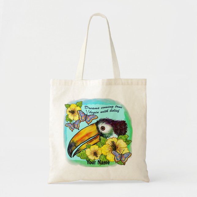 toucan hibiscus tote bag (Front)