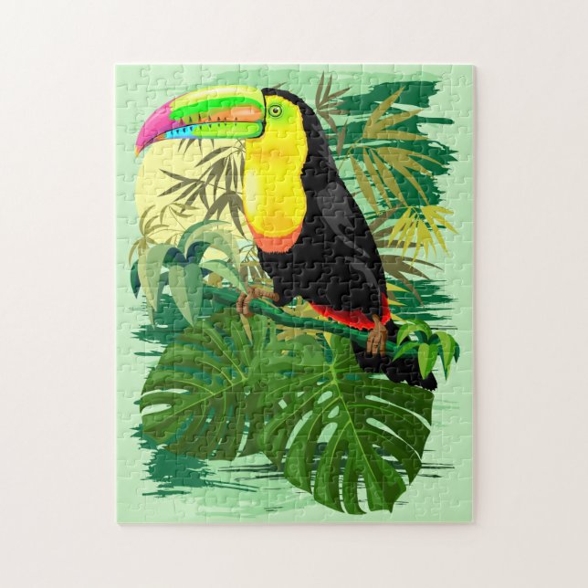 Toucan in Green Amazonia Rainforest Jigsaw Puzzle (Vertical)