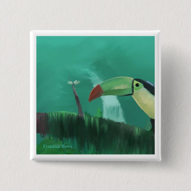 Toucan in the Rainforest Pinback Button (Front)
