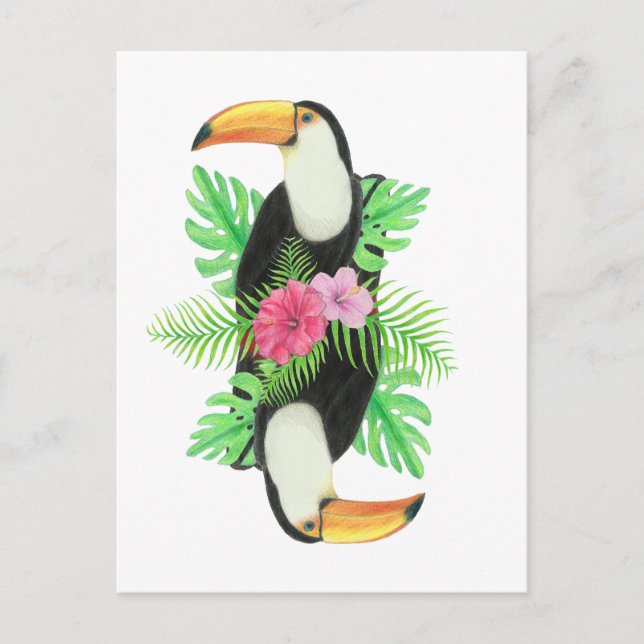 Toucan in Tropical Leaves Postcard (Front)