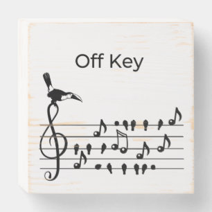 toucan joining song birds off key music wooden box sign