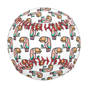 toucan jungle bird pastel rainbow cartoon pattern baseball
