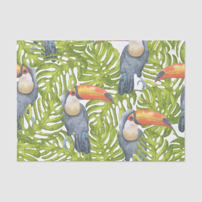 Toucan Jungle Bird Trees Pattern Tissue Paper (Front)