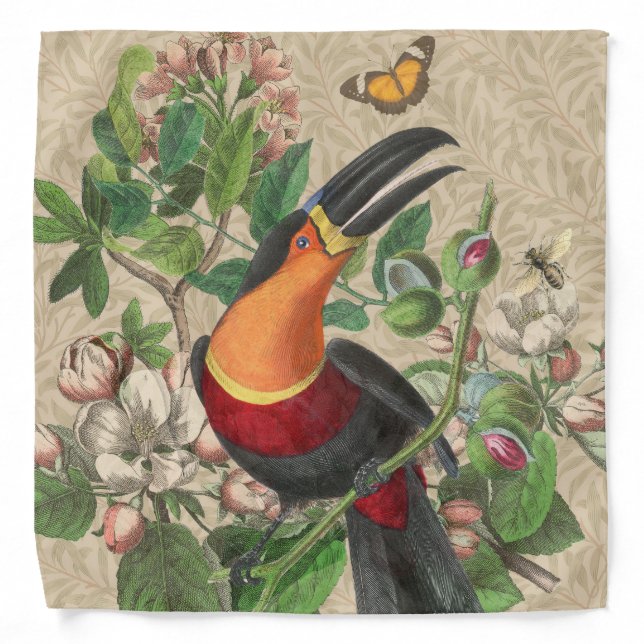 Toucan Jungle Tropical Bird Beautiful Antique Bandana (Front)