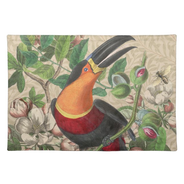 Toucan Jungle Tropical Bird Beautiful Antique Cloth Placemat (Front)