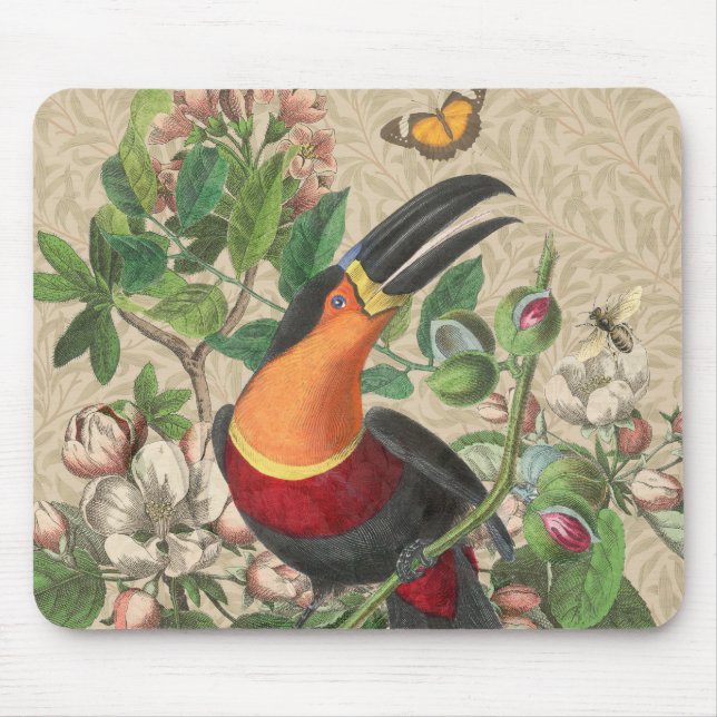 Toucan Jungle Tropical Bird Beautiful Antique Mouse Pad (Front)
