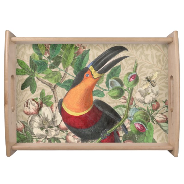 Toucan Jungle Tropical Bird Beautiful Antique Serving Tray (Front)