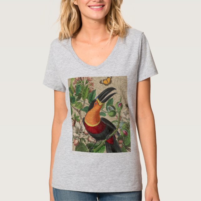 Toucan Jungle Tropical Bird Beautiful Antique T-Shirt (Front)