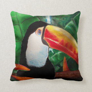 Toucan Jungle Wildlife Art Soft Throw Pillow sofa