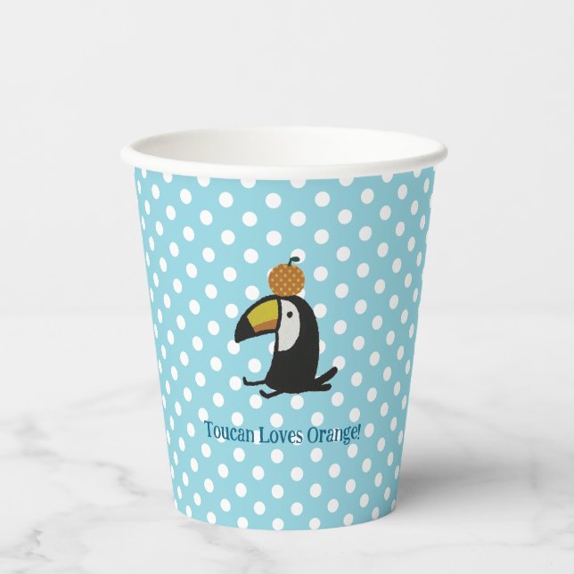 Toucan Loves Orange Paper Cups (Front)