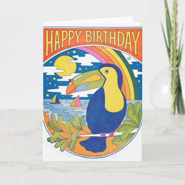 Toucan Nights Birthday Letterpress Card (Front)