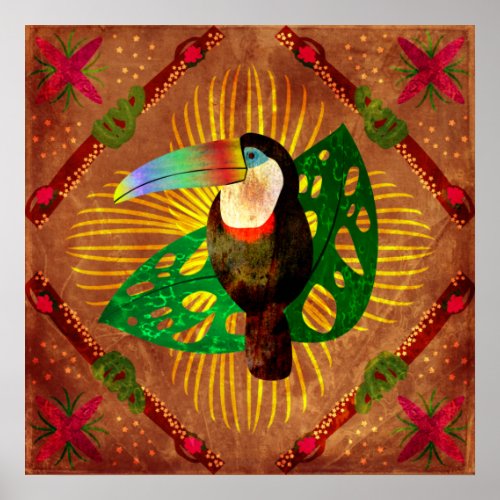 Toucan of the Jungle Folk Art Poster