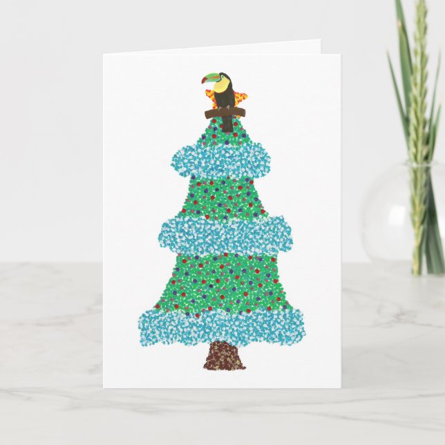 Toucan on a Christmas Tree Greeting Cards (Front)