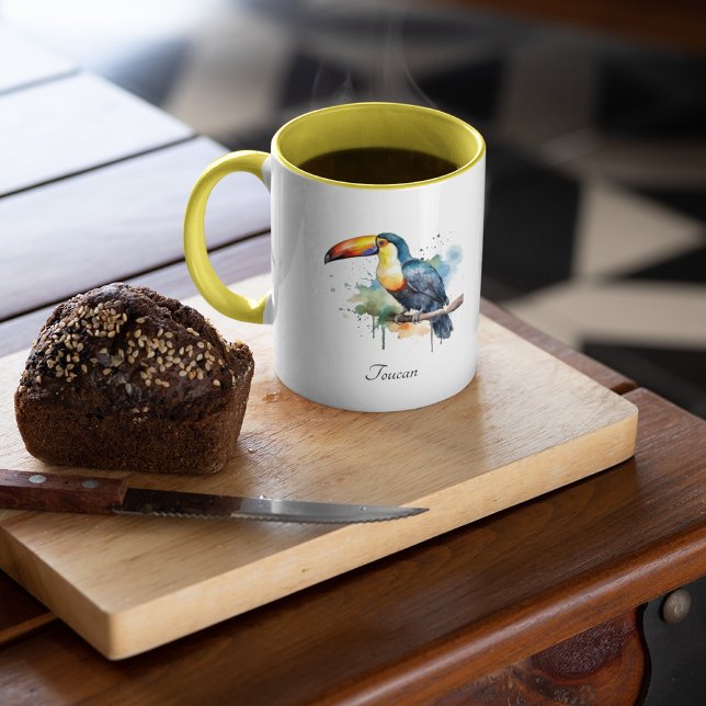 Toucan on Branch Watercolor Art, custom Mug (Creator Uploaded)