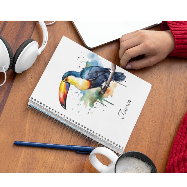 Toucan on Branch Watercolor Art, custom Notebook (Creator Uploaded)